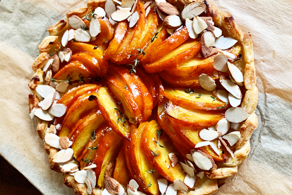 persimmon puff pastry tart