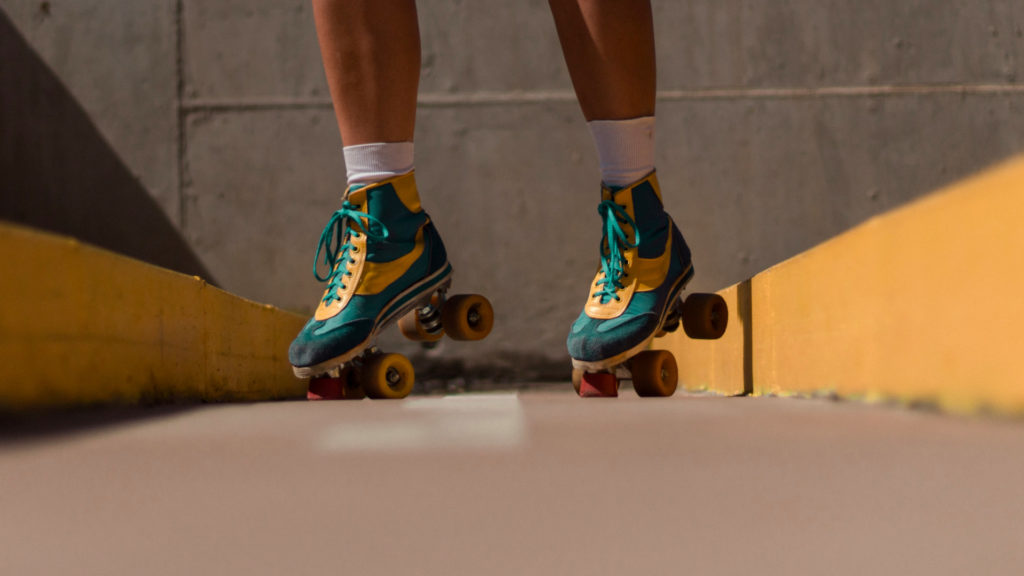 A photo of a person in roller skates