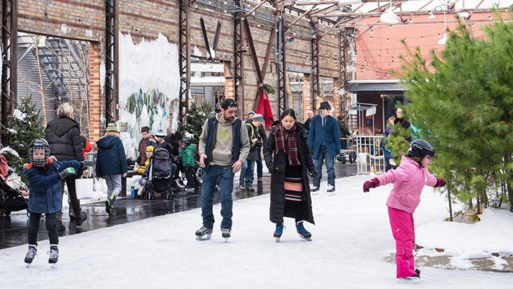 skating at Evergreen Brick Works