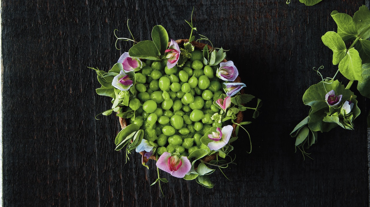 Langdon Hall sweet pea tart