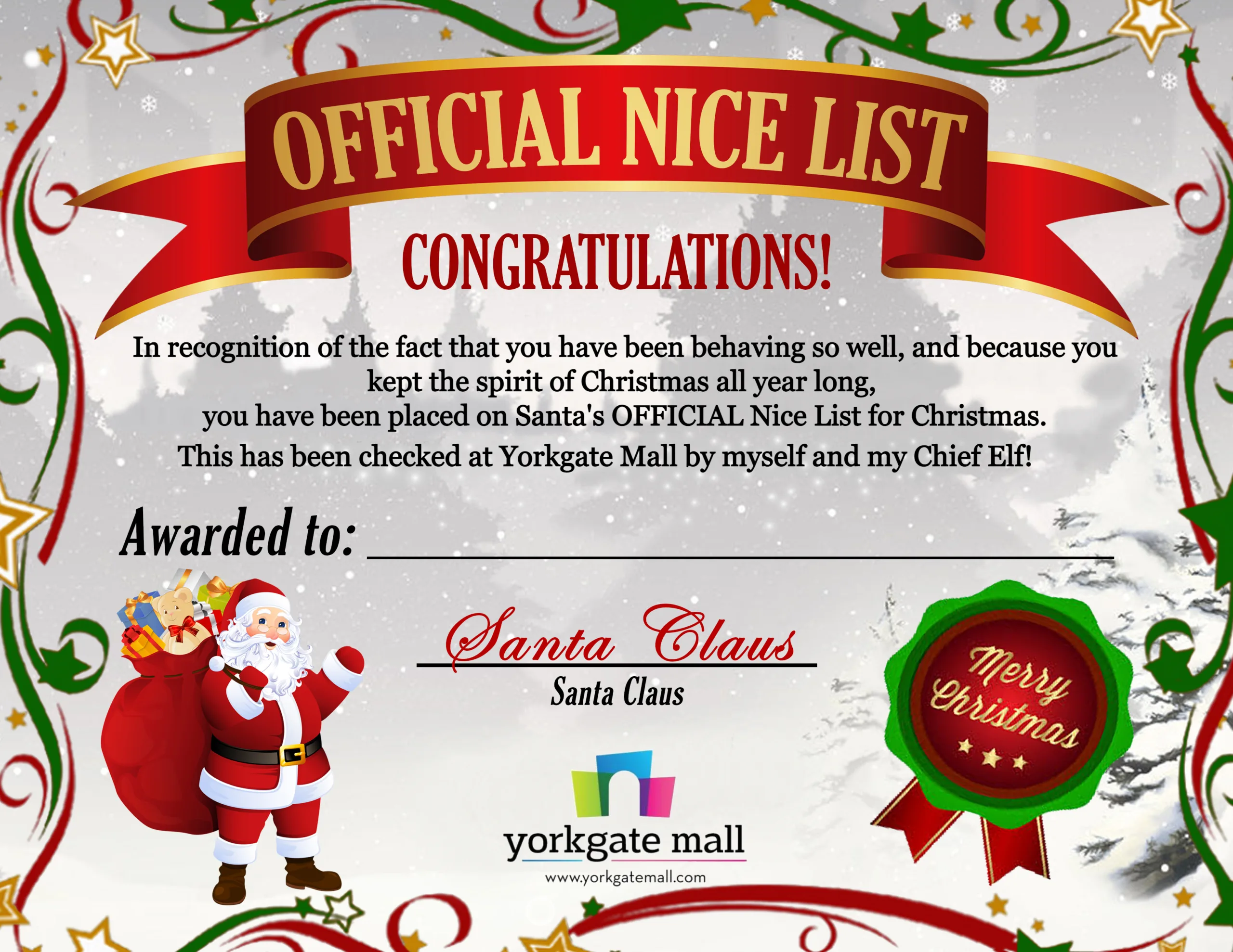 Santa Certificate