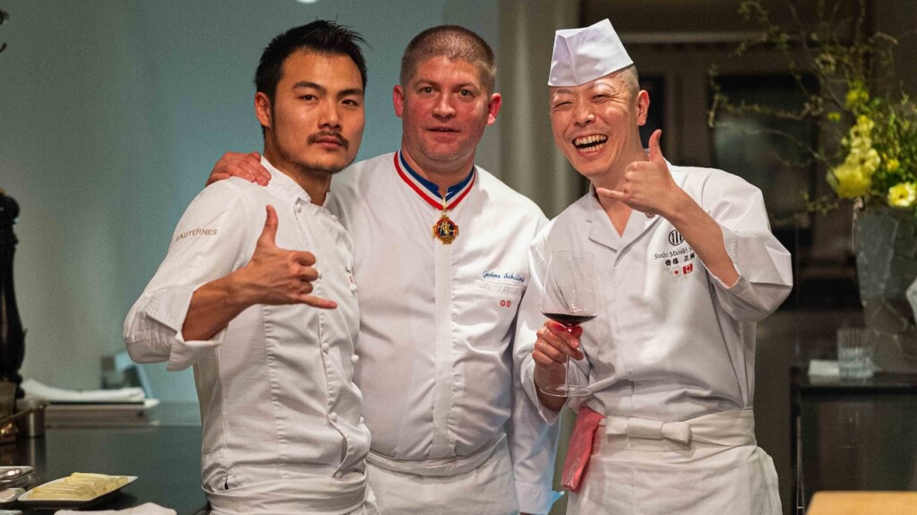 The chefs: Masaki Saito, Jerome Schilling and Naoya Hotta