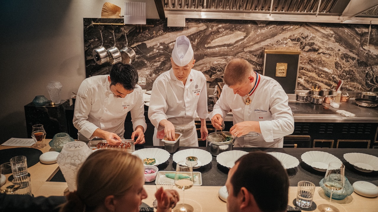 The chefs: Masaki Saito, Jerome Schilling and Naoya Hotta