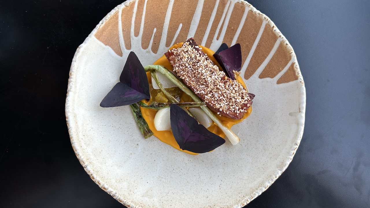 A pork belly dish at Wander's restaurant Gather