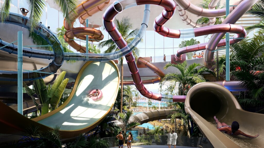 Rendering of water park in proposed Therme spa