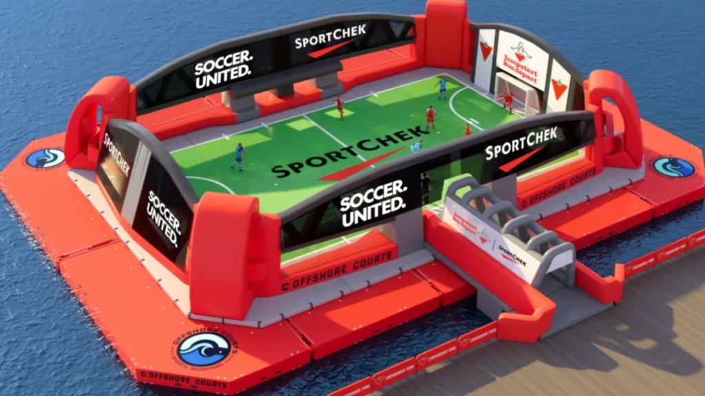 Rendering of the floating soccer pitch